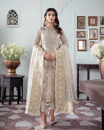Gulaal | Wedding Formals | Mehr Embroidered Net 3-Piece Suit WS-19 - Pakistani Designer Dress - by Gulaal | Type: Bridal - 100% Original at Saira Sultan