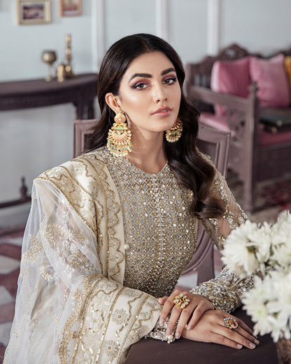 Gulaal | Wedding Formals | Mehr Embroidered Net 3-Piece Suit WS-19 - Pakistani Designer Dress - by Gulaal | Type: Bridal - 100% Original at Saira Sultan