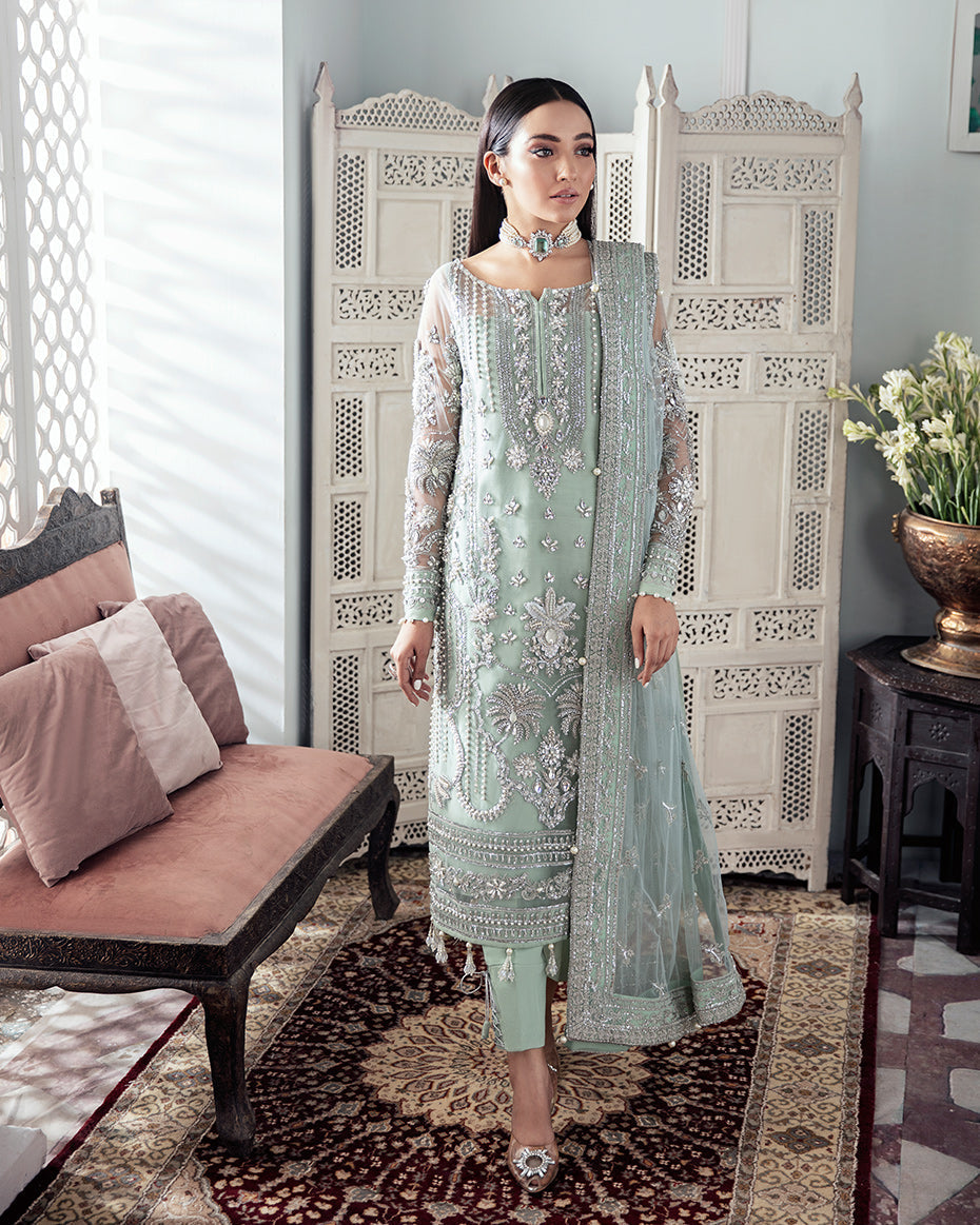 Gulaal | Wedding Formals | Zeba Embroidered Net 3-Piece Suit WS-21 - Pakistani Designer Dress - by Gulaal | Type: Bridal - 100% Original at Saira Sultan