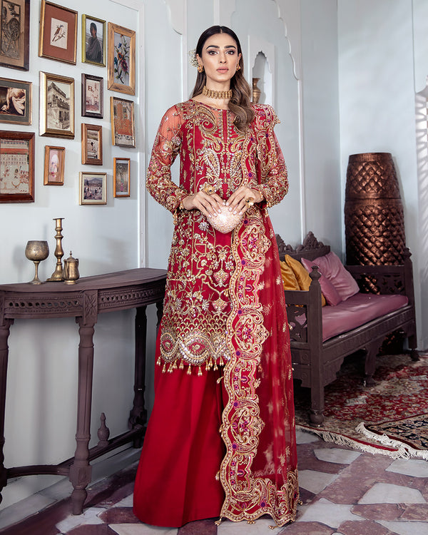 Gulaal | Wedding Formals | Tamanah Embroidered Net 3-Piece Suit WS-12 - Pakistani Designer Dress - by Gulaal | Type: Bridal - 100% Original at Saira Sultan
