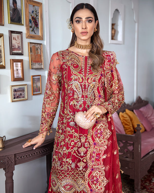 Gulaal | Wedding Formals | Tamanah Embroidered Net 3-Piece Suit WS-12 - Pakistani Designer Dress - by Gulaal | Type: Bridal - 100% Original at Saira Sultan