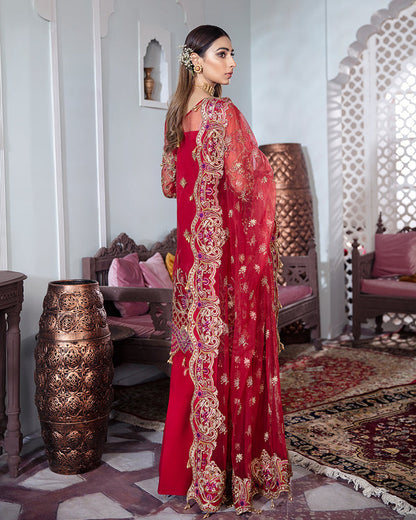 Gulaal | Wedding Formals | Tamanah Embroidered Net 3-Piece Suit WS-12 - Pakistani Designer Dress - by Gulaal | Type: Bridal - 100% Original at Saira Sultan