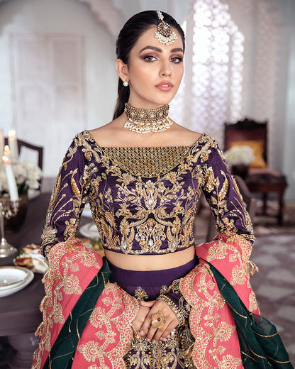 Gulaal | Wedding Formals | KEHKSHAN EMBROIDERED NET 3-PIECE SUIT WS-14 - Pakistani Designer Dress - by Gulaal | Type: Bridal - 100% Original at Saira Sultan