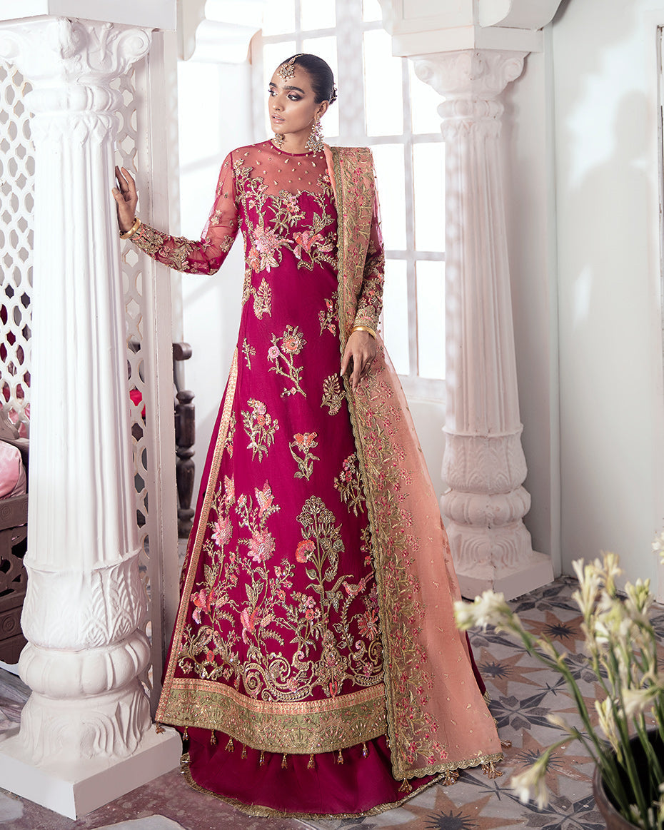 Gulaal | Wedding Formals | CHAMELI EMBROIDERED NET 3-PIECE SUIT WS-10 - Pakistani Designer Dress - by Gulaal | Type: Bridal - 100% Original at Saira Sultan