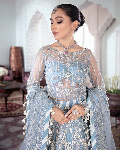Gulaal | Wedding Formals | Mehnaaz Embroidered Net 3-Piece Suit WS-13 - Pakistani Designer Dress - by Gulaal | Type: Bridal - 100% Original at Saira Sultan