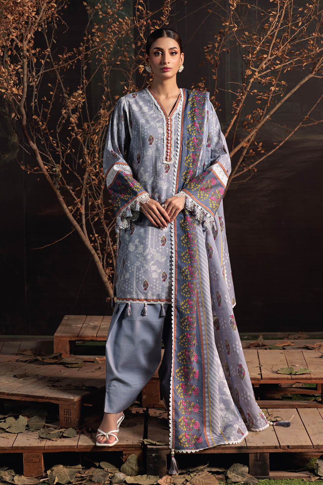 Bonanza Satrangi | Lilac Fantasy 3 Pc (1W24P3P098) Grey