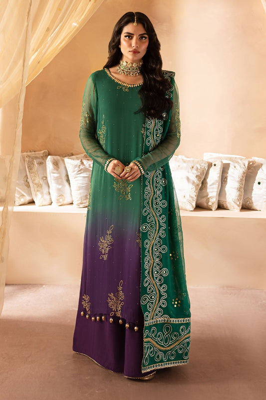 Nureh | Mukeshkari Formals | MK-01 XS Green Chiffon