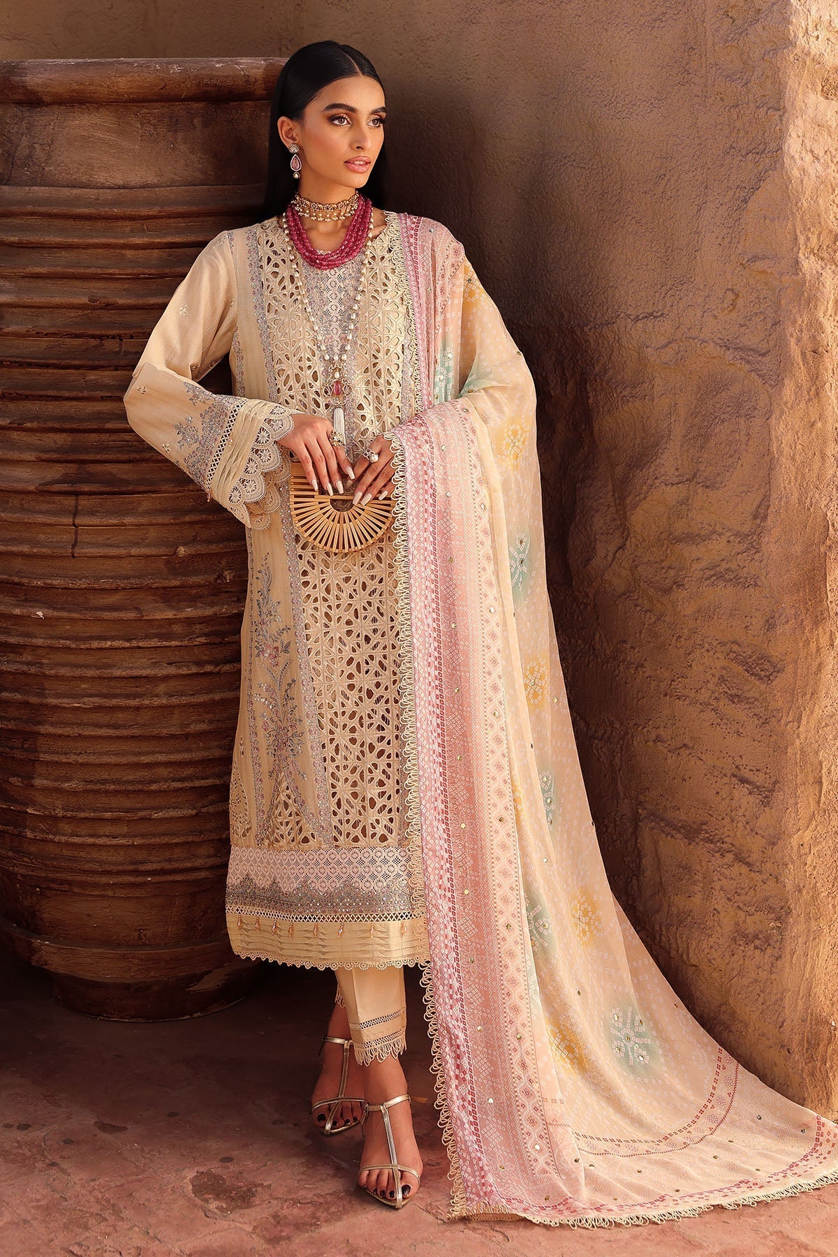 Nureh | Bazaar Lawn | NE-159 XS Beige Lawn