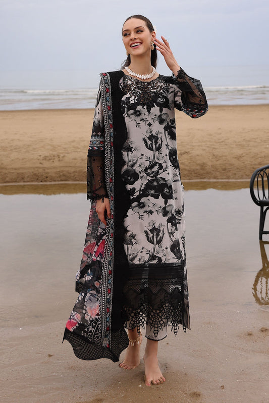 Nureh | Gardenia Embroidered Lawn 25 | NSG-175 XS Black Lawn