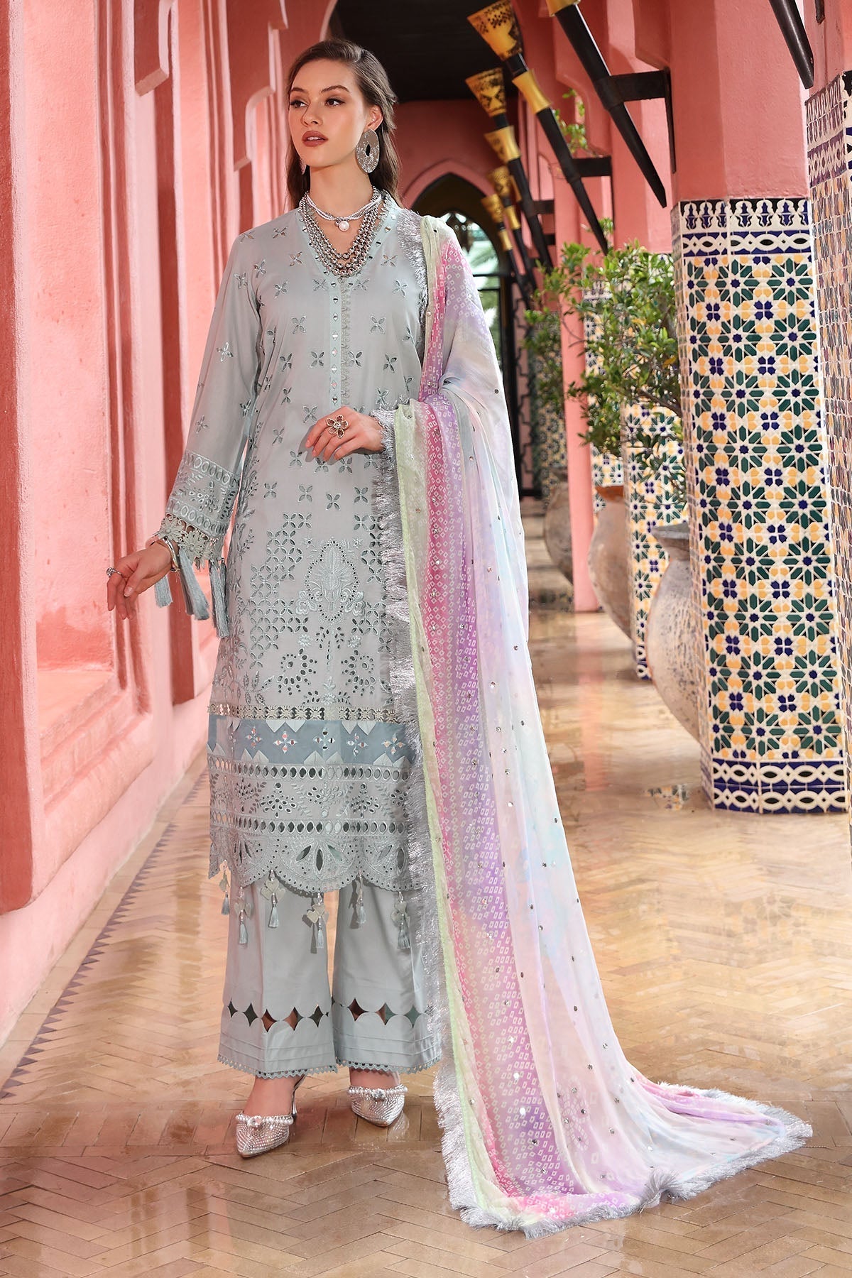 Nureh | Bazaar Lawn 25 | NE-111 XS Ice Blue Lawn