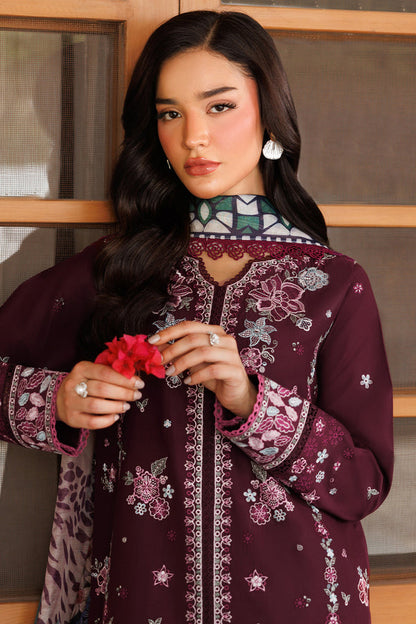 Farasha | Summer Weaves Embroidered Lawn | Burgandy Rush L Burgundy Lawn