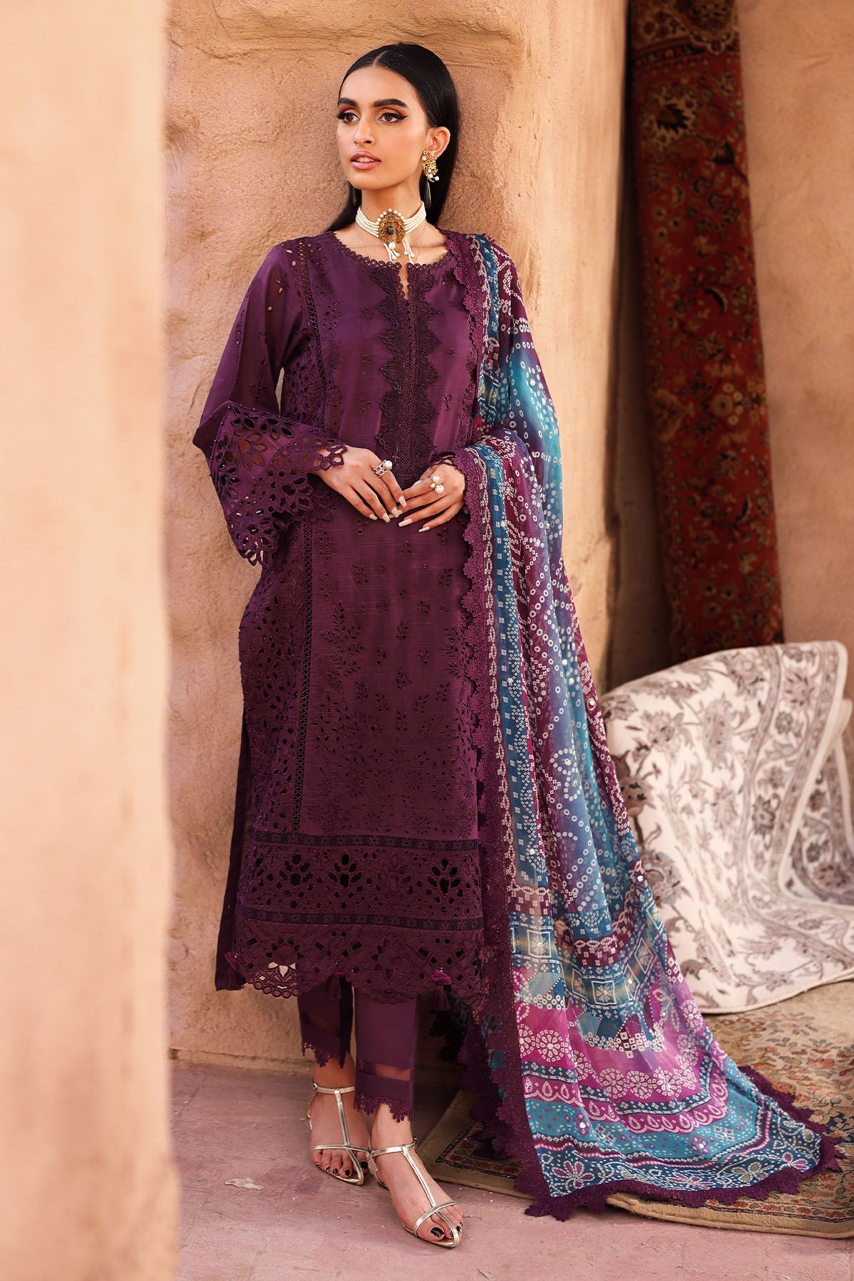 Nureh | Bazaar Lawn | NE-161 S Dark Plum Lawn