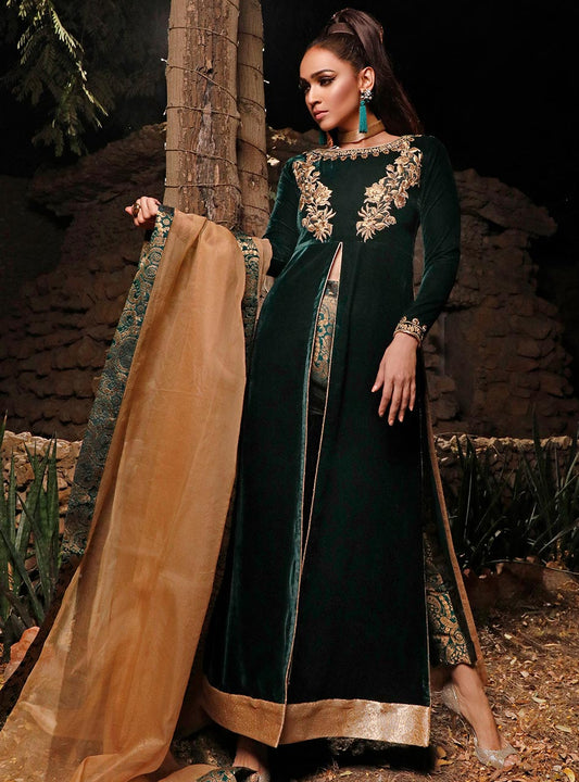 Zainab Chottani | Semi Formals | DARK MOSS TOPAZ - Pakistani Designer Dress - by Zainab Chottani | Type: Formal - 100% Original at Saira Sultan
