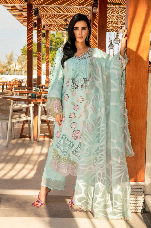 Rangrasiya | Premium Summer Lawn 25 | Mahsa XS Light Blue Lawn
