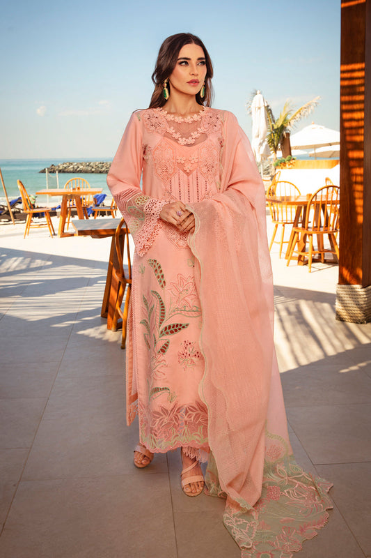 Rangrasiya | Premium Summer Lawn 25 | Bareeha XS Peach Lawn