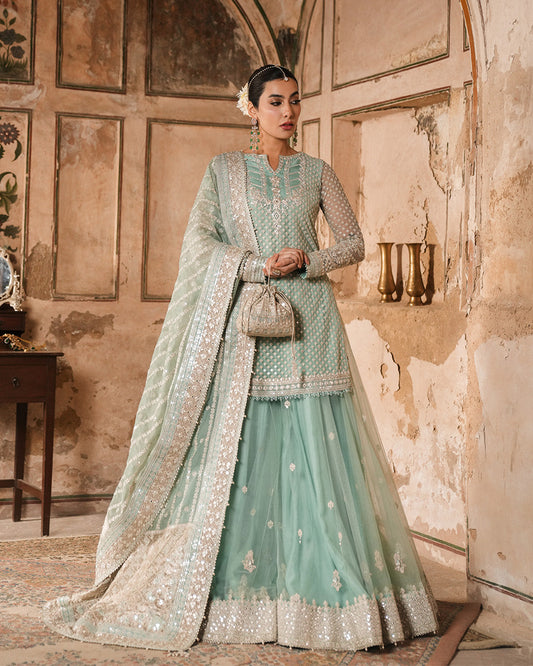 Faiza Saqlain | Zimmal Formals | Valari XS Ice Blue Net