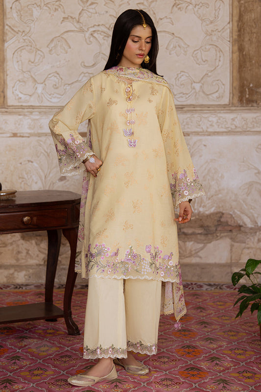 Cross Stitch | Eid Lawn Edit 25 | RADIANT MUSE XS Pale Yellow Jacquard