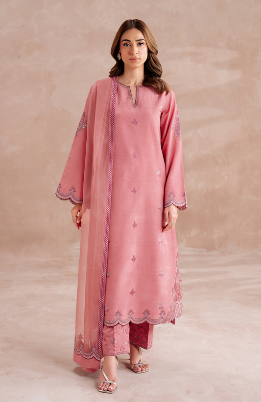 Seran | Eid Luxe Pret 25 | ESHE XS Blush Pink Raw Silk