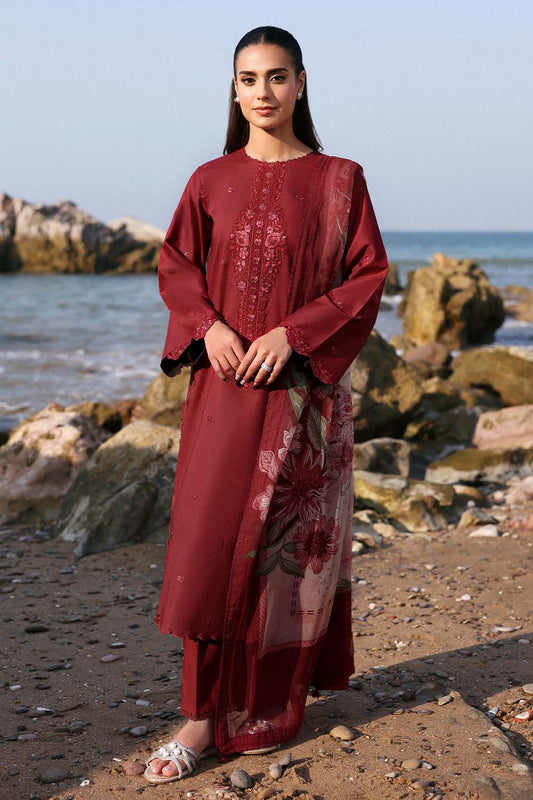 Seran | Afsanah Lawn 25 | MEHRU XS Maroon Lawn