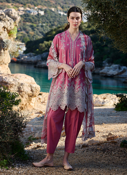 Image | Lawnkari 25 | Iris XS Rose Pink Cotton Lawn