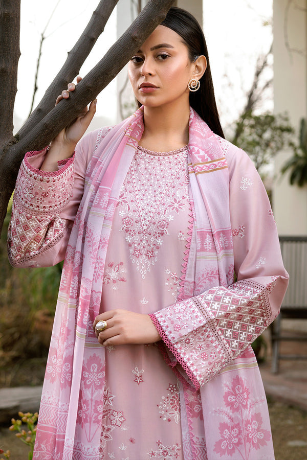 Farasha | Summer Weaves Embroidered Lawn | Muted Bloom L Lilac Lawn