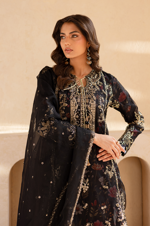 Emaan Adeel | Noore Festive Formals | ZAREYA M Black Organza