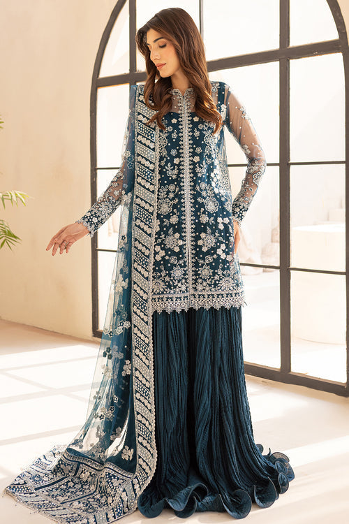 Farasha | Lu Zella Premium Formals 25 | Teal Drizzle - Pakistani Designer Dress - by Farasha - Type : Ladies Clothes - 100% Original at Saira Sultan