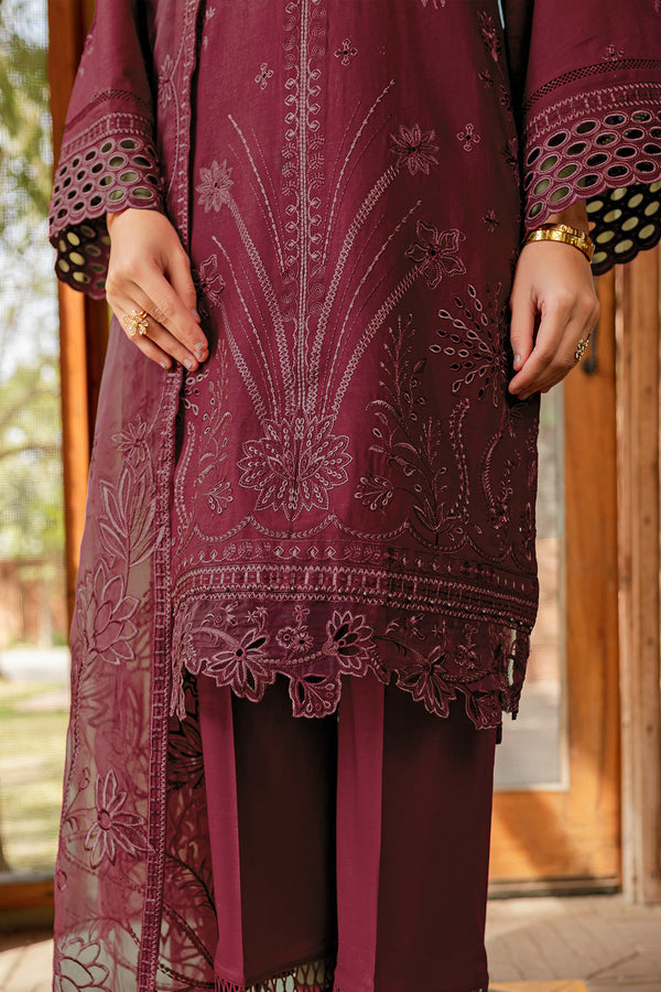 Farasha | Summer Weaves Embroidered Lawn | Zella L Burgundy Lawn
