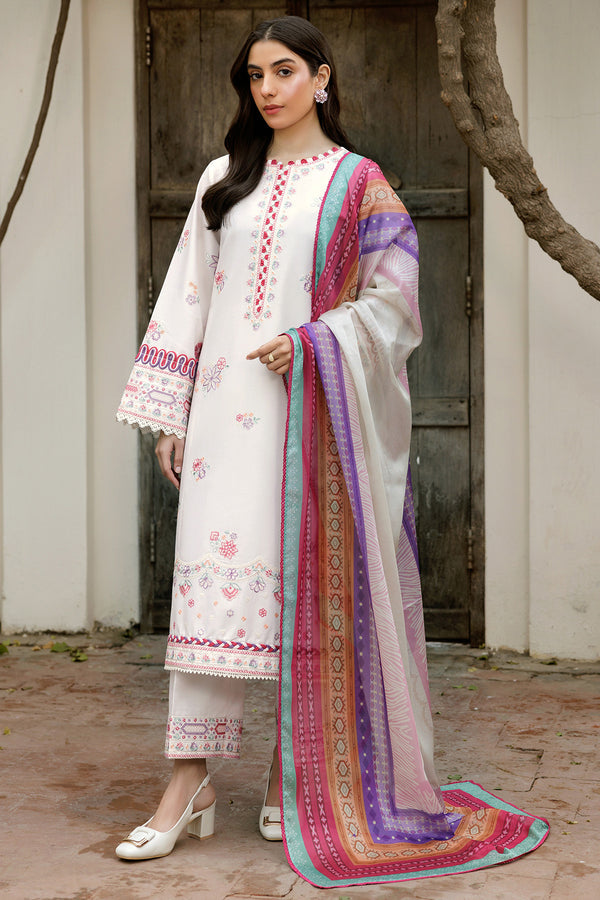 Farasha | Summer Weaves Embroidered Lawn | Pebble Glow XS White Lawn