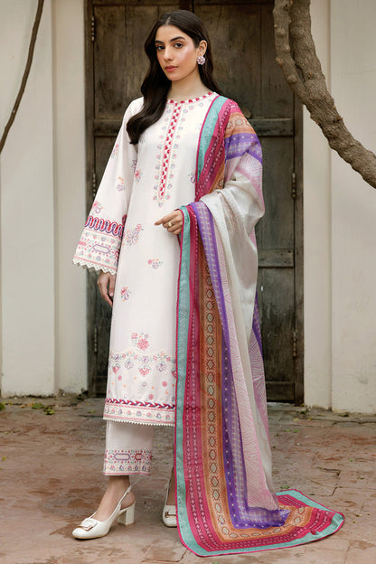 Farasha | Summer Weaves Embroidered Lawn | Pebble Glow XS White Lawn