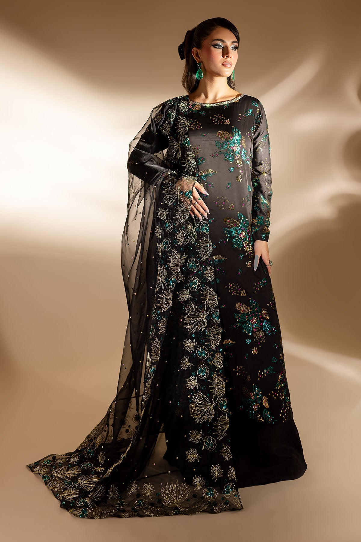 Nureh | Fancy Formals | TW-02 GOLDEN STARDUST - Pakistani Designer Dress - by Nureh - Type : Ladies Clothes - 100% Original at Saira Sultan
