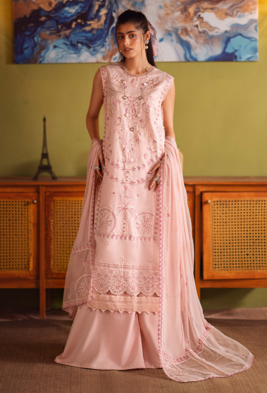 Humdum | Lala Rukh Lawn | Lalarukh - D02 XS Pink Lawn