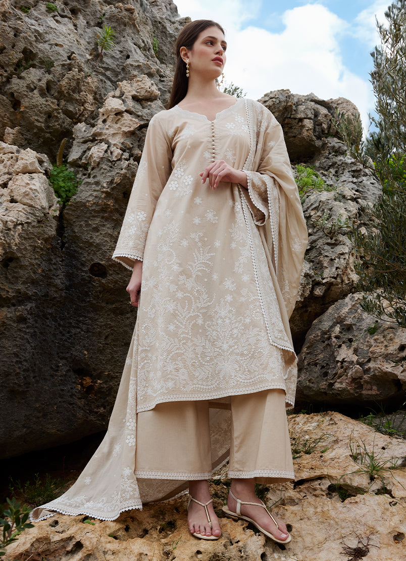 Image | Lawnkari 25 | Asya XS Beige Cotton Lawn