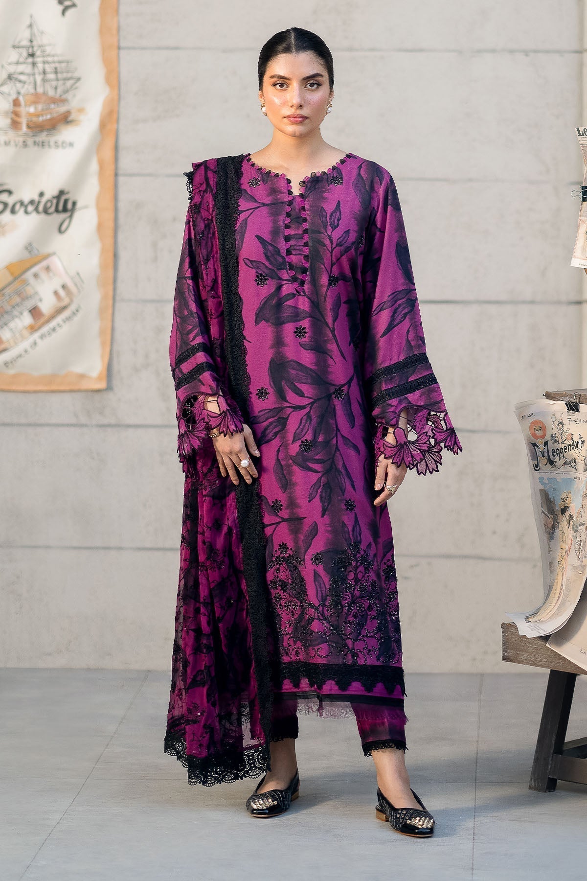 Nureh | Glam Girl Lawn | GL-23 XS Magenta Crepe
