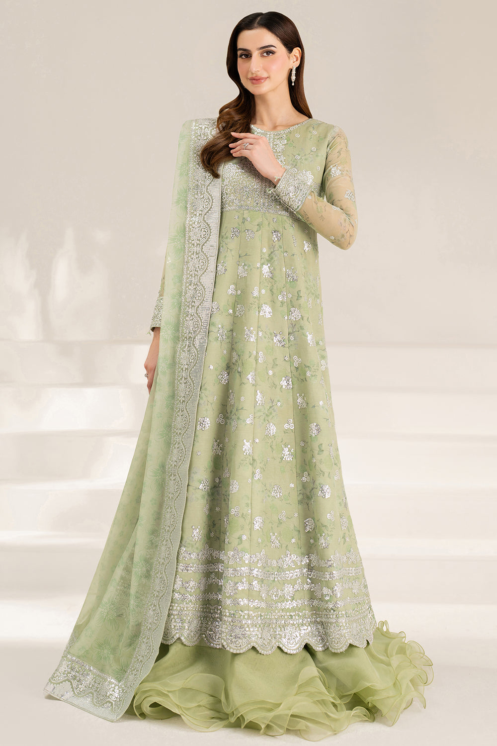Farasha | Fiorella Formals | Sage Sparkle - Pakistani Designer Dress - by Farasha - Type : Ladies Clothes - 100% Original at Saira Sultan