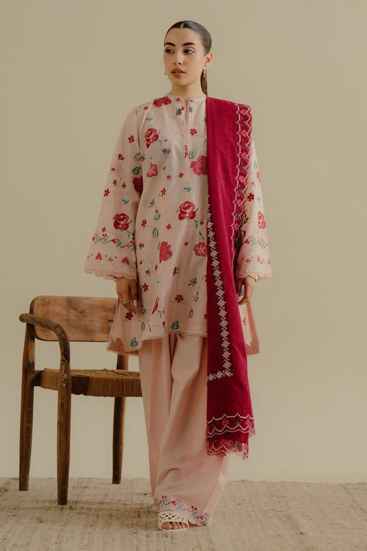 Zara Shahjahan | Coco Lawn 25 | Zufra-6A XS Pale Peach Lawn