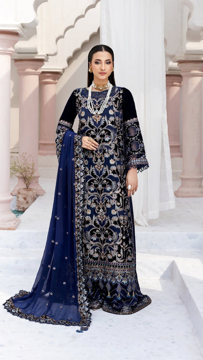 Zebtan | Andaz e Makhmal | ZAM-01 XS Deep Blue Velvet