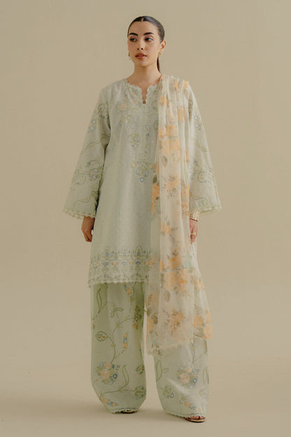 Zara Shahjahan | Coco Lawn 25 | Elva-1B XS Greenish Grey Lawn