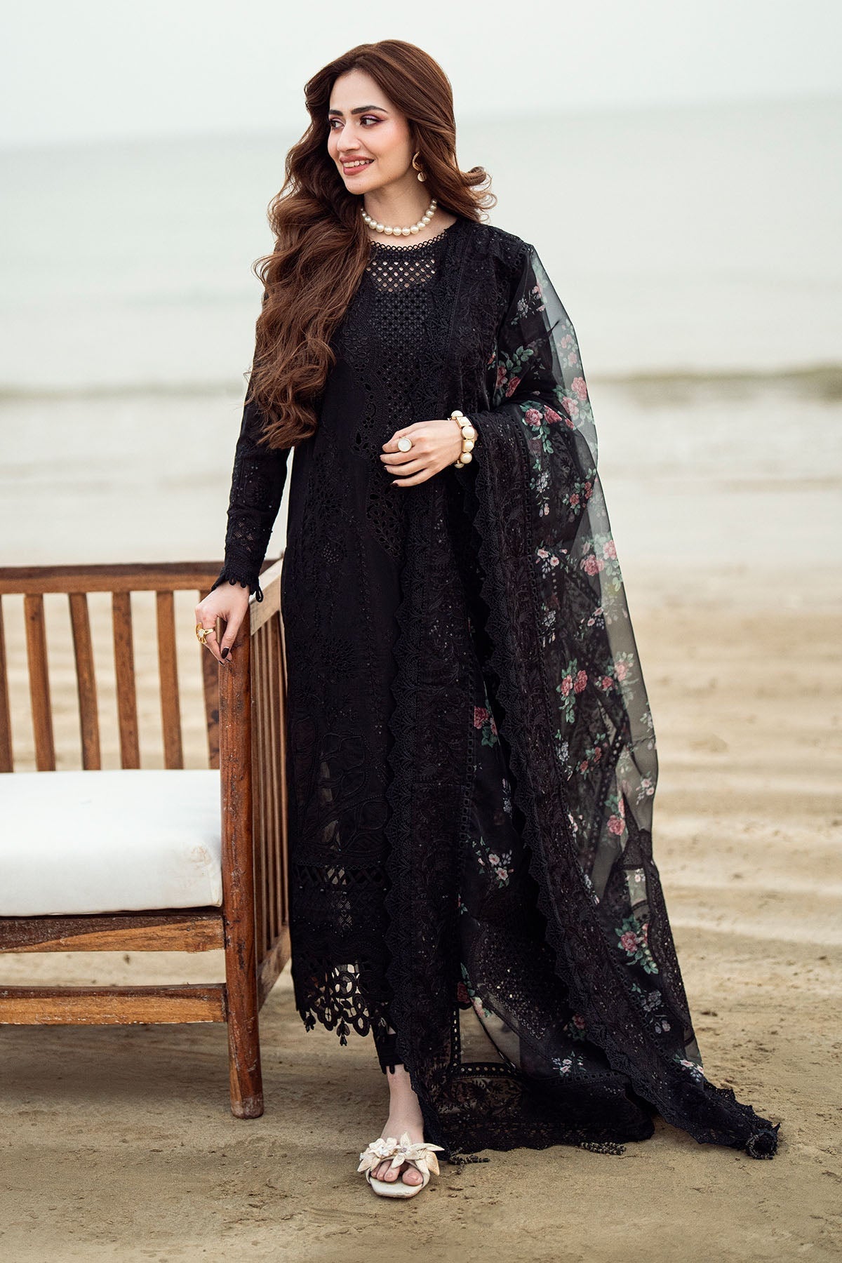 Nureh | Khuwab Luxury Lawn | NE-151 XS Black Lawn