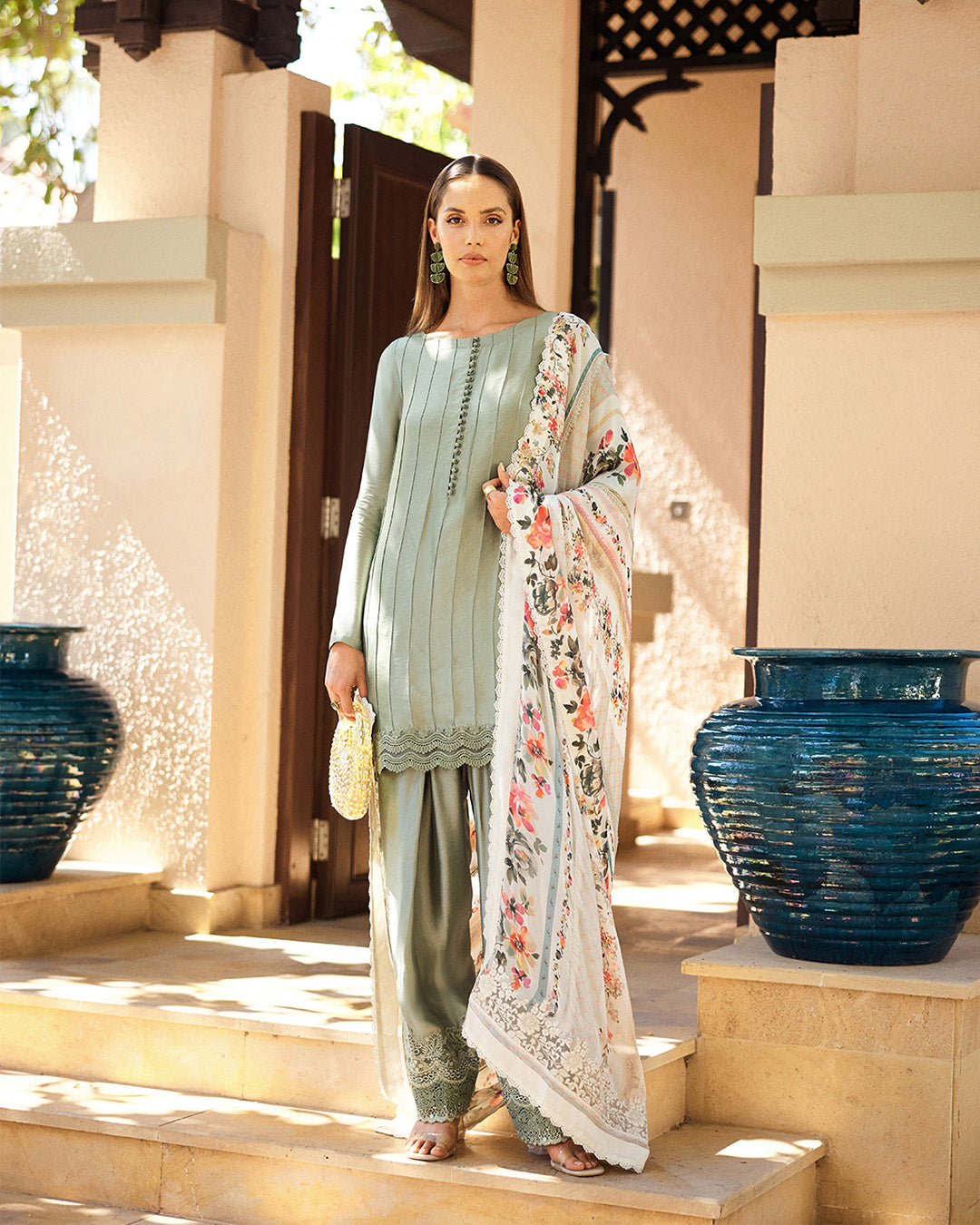 Faiza Saqlain | Carmela Luxury Pret | Arnett S Sage Oak Silk