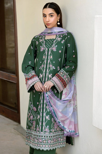 Farasha | Summer Weaves Embroidered Lawn | Emerald Eclips XL Bottle Green Lawn