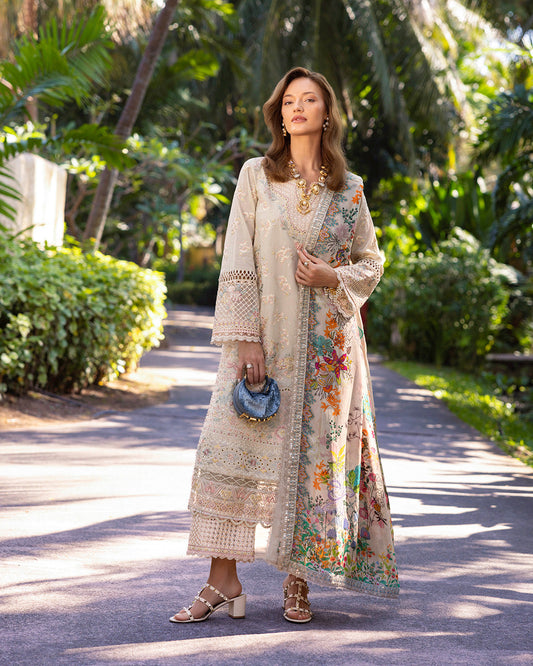 Faiza Saqlain | Zinnia Lawn 25 | Delilah XS Ivory Lawn