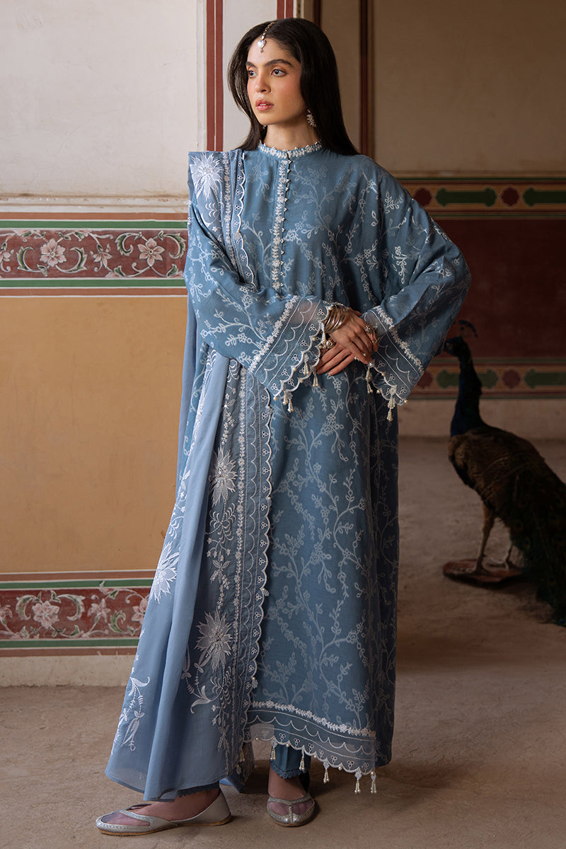 Cross Stitch | Eid Lawn Edit 25 | SILVER MIST S Blue Gray Jacquard