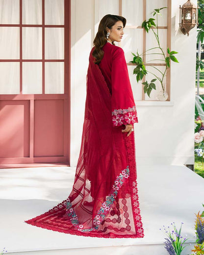 Zevk | Flora Festive Lawn | ZINNIA S Carmine Lawn