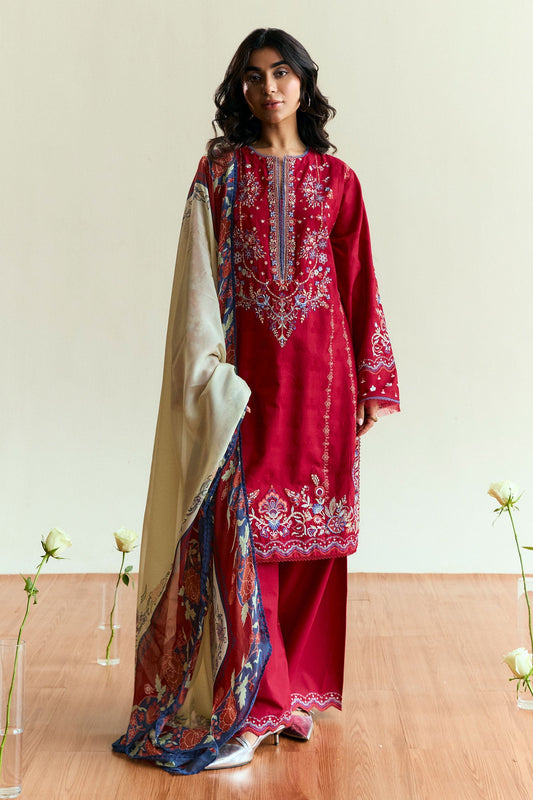 Zara Shahjahan | Coco Eid Edit | Alba-D8 XS Haute Red Jacquard