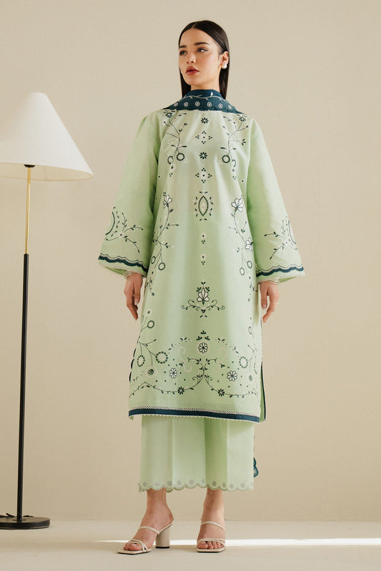 Zara Shahjahan | Eid Pret 25 | CR25P0212 XS Pastel Mint Cambric