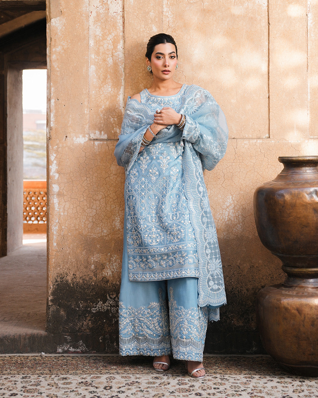 Faiza Saqlain | Zimmal Formals | Yulia XS Light Blue Oak Silk