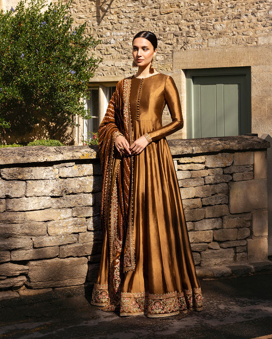 Faiza Saqlain | Adeen Formals | Emera XS Copper Embroidered Silk