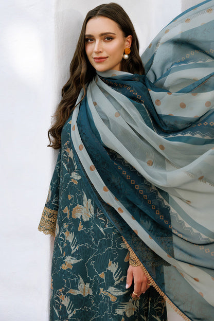 Farasha | Printed Essentials | Teal Bell L Zinc Lawn