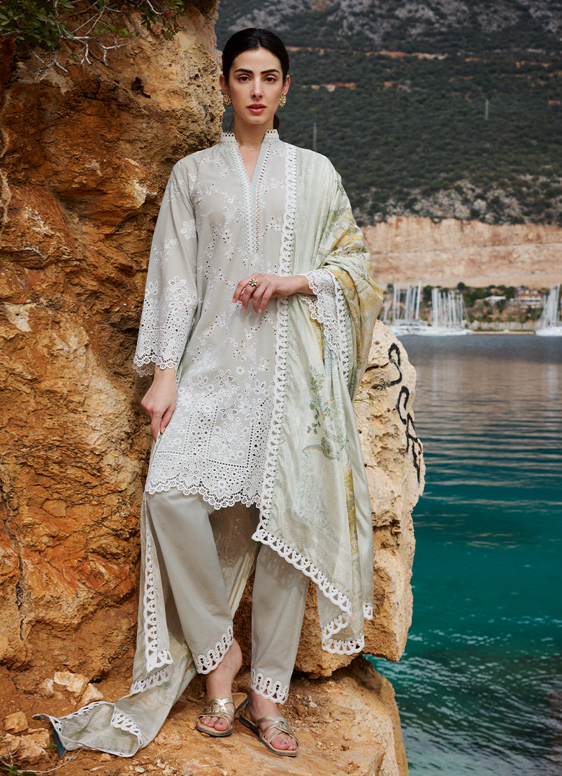 Image | Lawnkari 25 | Melek XS Pastel Gray Cotton Lawn